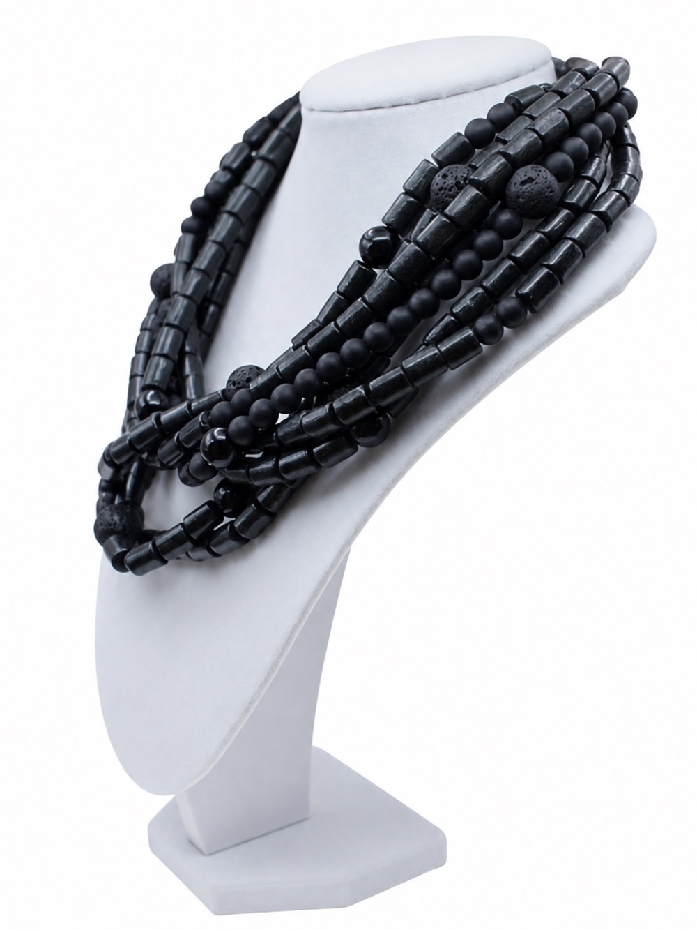 Designer Special Layered Black Beaded Statement Necklace